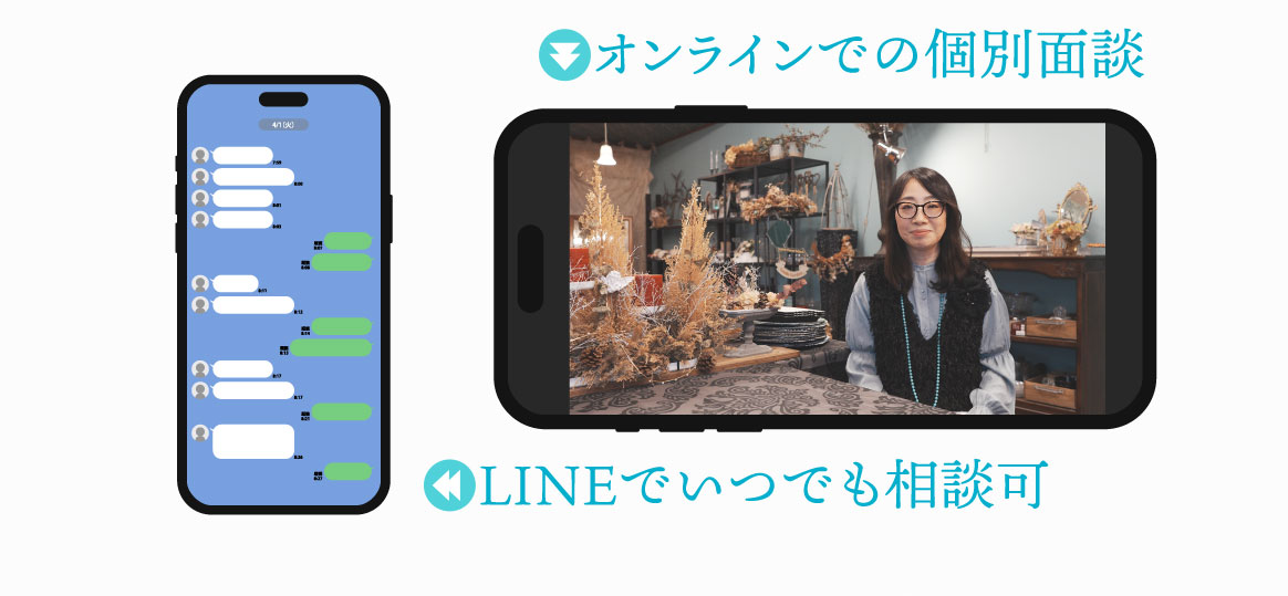オンラインでの個別面談　LINEでいつでも相談可